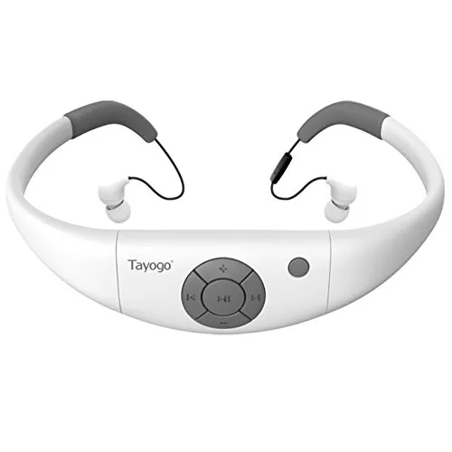 Tayogo Lettore mp3 Bluetooth Auricolare Bluetooth Nuoto Cuffie Impermeabili Hi-Fi IPX8 8GB Ultra-Leggero Sott'Acqua 3M FM Bluetooth 4,2 App Disco U per Nuoto Sport con la modalità Shuffle