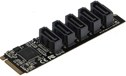 Sedna - M2 (2280) PCIe M Key a 5 x SATA 6G Scheda Adattatore (Supporto Software Raid)