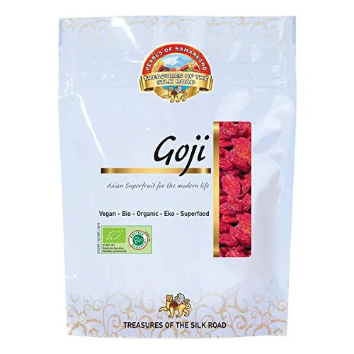 Bacche di Goji Bio essiccate 700g gr Crude, sole secco organico, raw, dall'Uzbekistan, senza zuccheri aggiunti, non solforato 7x100g