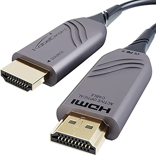 KabelDirekt – Cavo 8K HDMI 2.1 Ottico, Certificato con Perdita di Segnale dello 0% – 10 m (8K@60Hz, Ultra High Speed HDMI, Cavo HDMI Flessibile in Fibra Ottica con Licenza Ufficiale)