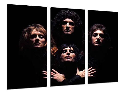 Quadro fotografico Queen, Freddie Mercury, Brian May, Musica Rock, Bohemian Rhapsody. Dimensioni totali: 97 x 62 cm XXL.