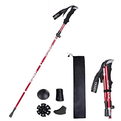 Bastoncino da Trekking, Bastoncino da Trekking Telescopico pieghevoli carbonioin Allu 7075 per Nordic Walking, Bastoncino da Trekking Telescopico Alluminio per Passeggiate (1PCS)