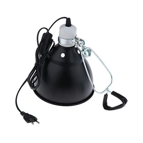 COMTERVI Acquario Rettile Luce Paralume Portalampada Lampada a Morsetto Girevole con Paralume e Supporto in Ceramica E27 (Non Contiene lampadine)