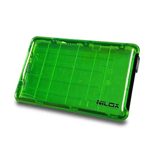 Nilox - Case Esterno Box Vuoto per Hard Disk, USB 3.0, Verde/Trasparente