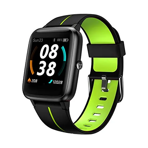 KUNGIX Smartwatch Orologio Bluetooth Fitness Tracker GPS con Uomo Donna Cardiofrequenzimetro da Polso Contapassi Touchscreen Activity Tracker Impermeabile IP68 Cronometro per Android iOS