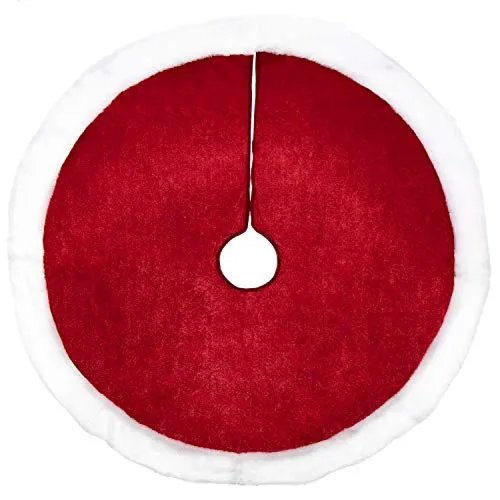 com-four® Copertura per Albero di Natale per Protezione Contro Gli Aghi di Pino - Copertura per Albero di Natale Rotonda per L'Albero di Natale (001 Pezzi - Rosso/Bianco)