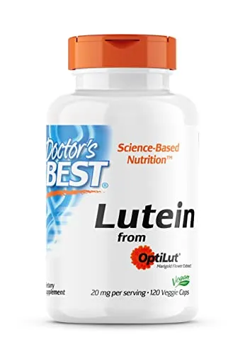 Doctor's Best, Lutein, con Optilut, 10mg, 120 Capsule vegane, Carotenoide, Zeaxantina, Testato in Laboratorio, Altamente Dosato, Senza Soia, Senza Glutine