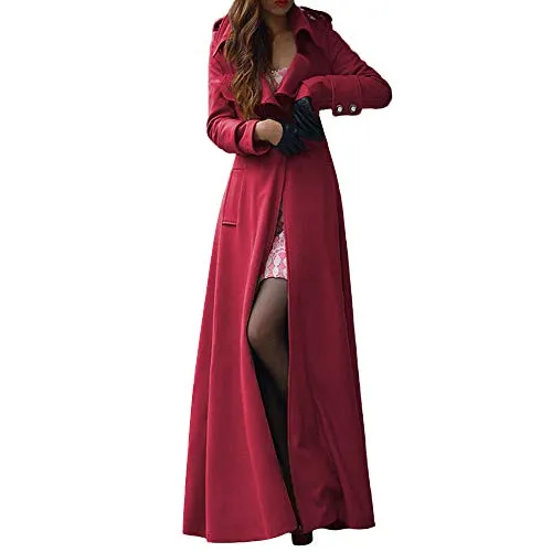 WUDUBE Giacca Invernale da Donna con Risvolto Sottile Giacca con Trench Lungo Cappotto Soprabito