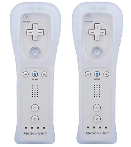 TechKen 2 Pezzi Controller Linker Wii con Motion Plus,Controller Wii Telecomando Controller Wii Remote Motion Plus Integrato con Custodia in Silicone Cinturino per Wii