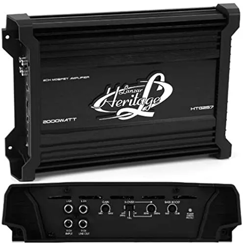 1 LANZAR HTG257 HTG 257 amplificatore a 2 canali da 1300 watt rms 2 x 650 rms e 2000 watt max per porte o subwoofer, 1 pezzo