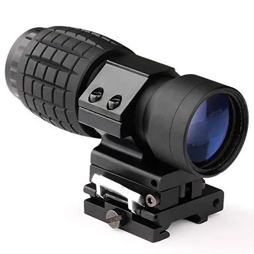 MAYMOC 3X Magnifier Scope Sight Flip to Side Sgancio rapido compatibile con 20mm Picatinny Weaver Rail