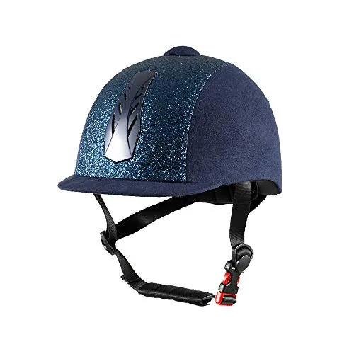 Horze, Triton Galaxy - Cap da equitazione regolabile, Blue/Smoke grey, 56-58
