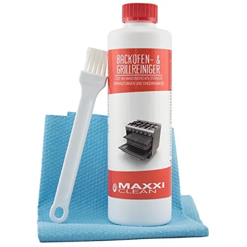 Maxxi Cleaner - Pulitore Extra-Forte in Gel I L'Originale I 500 ml I Detergente sgrassatore Forno e Grill | Elimina le incrostazioni piú ostinate I Inodore I Inclusa spazzolina disincrostante + Panno in fibra speciale