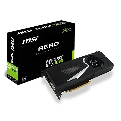 MSI GTX 1080 AERO 8G OC Scheda Grafica da 8 GB GDDR5X, 2560 Core, 1632MHz GPU, 1771MHz, Nero