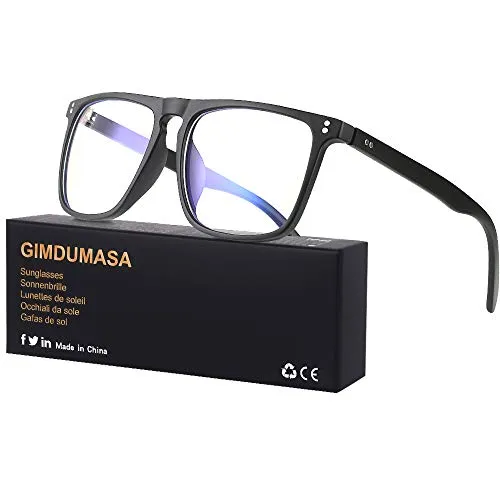 Gimdumasa Occhiali Da Computer Luce Blu Anti Filtro Blue Per UV PC Gaming Uomo Donna GI766 (Nero)