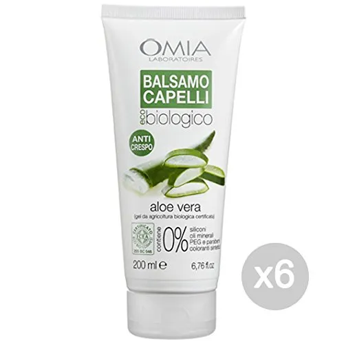 Set 6 OMIA Ecobio Balsamo Capelli 200Ml Aloe Cura E Trattamento Dei Capelli