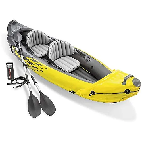 ZLZNX Kayak Gonfiabile per 2 Persone, Set Gommone, con Remi in Alluminio e Pompa ad Aria ad Alto Rendimento, Stabile e Confortevole, Ideale per Laghi o Spiagge