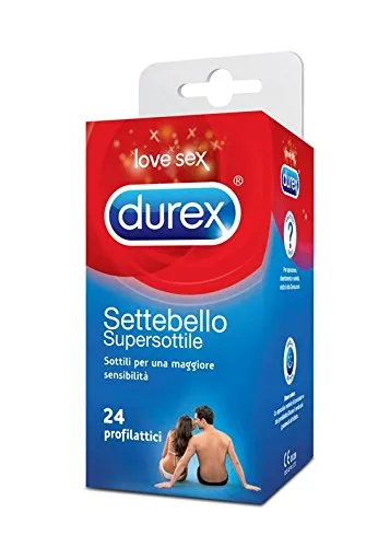 Durex Settebello Super Sottile Preservativi, 4 Confezioni da 24 (96 Preservativi)