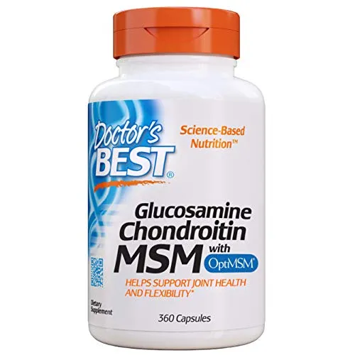 Doctor's Best, Glucosamina-Condroitina MSM, con OptiMSM, 360 capsule, senza soia, senza glutine