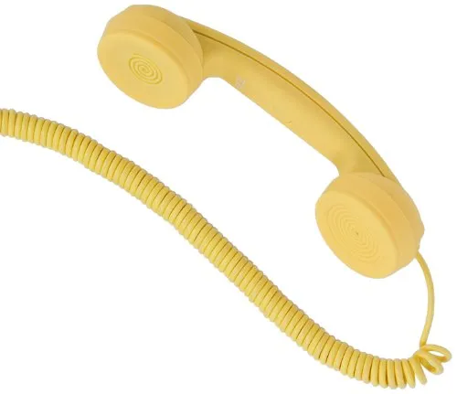 hi-Fun Hi-Ring, Mini Cornetta Vintage con Filo e Jack Audio da 3.5", Colore Giallo