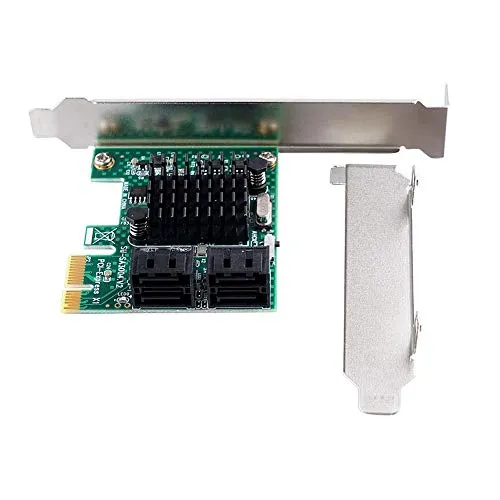 PQXOER Scheda PCIe SATA 4 Porte SATA 3.0 PCI-E Scheda di espansione 6Gbps for Windows XP Vista 7 8 Server 2003-2008 32/64-bit PC Desktop Scheda Adattatore PCIe (Color : Black, Size : One Size)