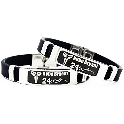 Lorh's store Star Squadra di Basket NBA Inspirational Signature Braccialetti Regolabili in Silicone Sportivo Bracciale 2 Pezzi (Kobe Bryant)