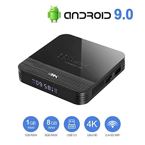 Android 9.0 TV Box Smart Media Box 1GB RAM 8GB ROM RK3228A Quad Core Bluetooth 4.0 WiFi 2.4G & 5G Ethernet 2USB Set Top Box Support 4K Ultra HD Internet Video Player