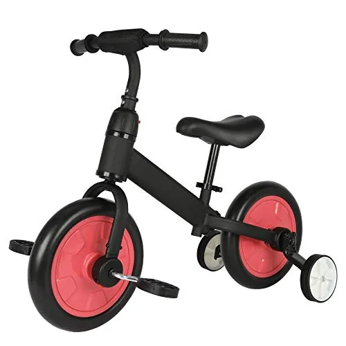 UROK capacità 50kg Bici per Bambini 12 Pollici Bicicletta Bambini con Le Ruote Diametro da 25cm Bici Bambino 3-7 Anni Regolabile Bici Equilibrio da Allenamento in Rosso