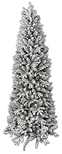 vanzetti Albero di Natale Artificiale Innevato 210 cm 61 Rami Pino del Gargano Slim Verde