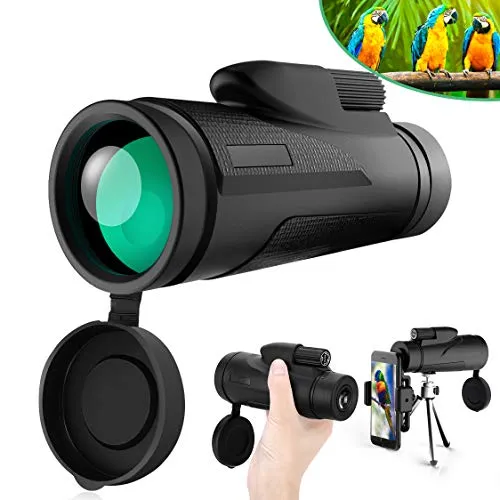 Telescopio Monoculare Tencoz 12x50 Zoom Monocolo Impermeabile BAK4 Prisma Professionale Potente Canocchiale con adattatore e treppiede Portatile Monocolo per il Bird Watching Caccia Campeggio