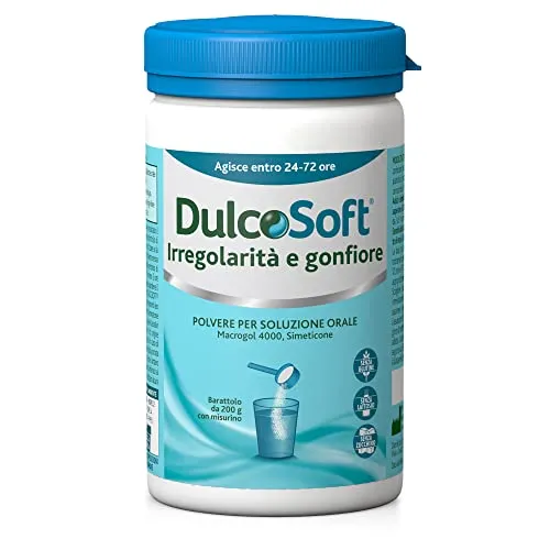 Dulcosoft Irregolarità e Gonfiore – È un prodotto per alleviare la stitichezza e ridurre il gonfiore addominale. Confezione da 200 g. Adatto per adulti e bambini dai 6 mesi in su