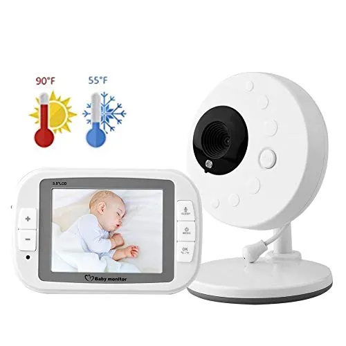 Baby Monitor con videocamera, Videocamera di sicurezza monitor wireless digitale, Schermo LCD TFT HD da 3,5 '', Visione notturna, Sensore di temperatura, Conversazione bidirezionale.(100-240V)