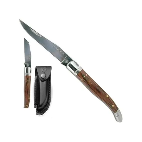 LAGUIOLE Confezione 'Escursionista' coltello con fodero in cuoio, manico legno esotico