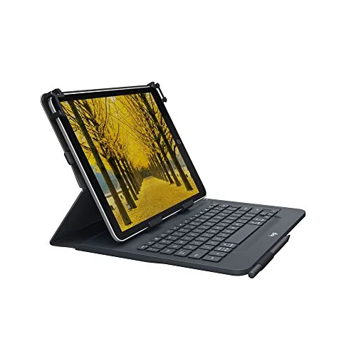 Logitech Universal Folio Cover iPad o Tablet con Tastiera Bluetooth Wireless, Apple, ‎Android, Windows da 9-10 Pollici, Facile Configurazione, Durata Batteria fino a 2 anni, ‎Spagnolo Qwerty, Nero
