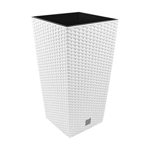 Prosperplast Rato Square Vaso alto quadrato 19 L in plastica con serbatoio in colore bianco, 45 x 24 x 24 cm (altezza x larghezza x profondità)