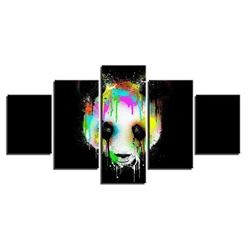 nobrand ZNIDEAL Dipinti su Tela HD Prints Home Decor Canvas Poster 5 Pezzi Panda Head Dipinti Colore Astratto Animali Immagini Wall Art Stampe su Tela Cornice