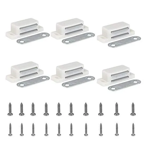 LYTIVAGEN 6pcs Chiusura Magnetica, Serratura Magnetica a Scatto in Acciaio Inox, Magnete Porta Snapper Magnetica Mobili per Cucina Cassetti con 24 Viti per Casa Balconi Armadio (Bianco)