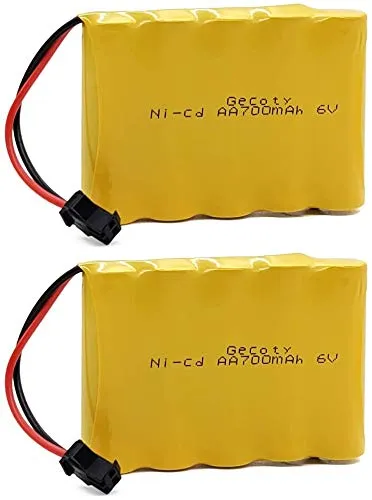 Gecoty® Batterie 6V RC, pacco batterie ricaricabili AA da 2 pezzi 700 mAh con spina SM 2P per camion RC auto, illuminazione, utensili elettrici