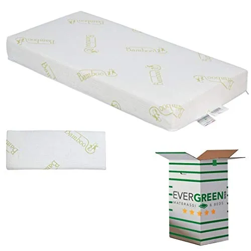 EVERGREENWEB - Materasso Lettino o Culla 60x120 in LATTICE e Waterfoam per Bambini alto 12 cm + Cuscino ANTISOFFOCO su misura GRATIS Fodera BAMBOO, Rivestimento Sfoderabile Anallergico Lavabile BAMBY