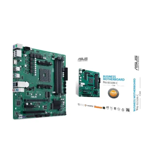 ASUS PRO B550M-C/CSM Scheda Madre microATX, AMD B550, AM4, DDR4, PCI 4.0, LAN Realtek 1Gb, 7.1 Surround, 2xM.2, 4xSATA 6GB/s, USB 3.2 Gen 2, Control Center Express, Verde/Nero