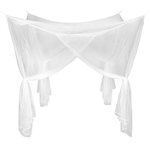 TecTake Zanzariera a Baldacchino Letto | Matrimoniale Singolo |220 x 220 x 210 cm | Bianco