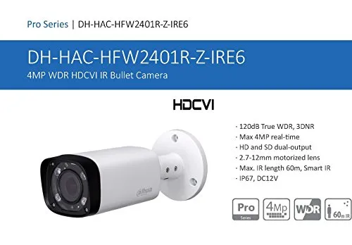 DAHUA TECHNOLOGY Telecamera Bullet Hdcvi 4mp 2.7-12mm Motorizzata 120db Ir60 - Pro