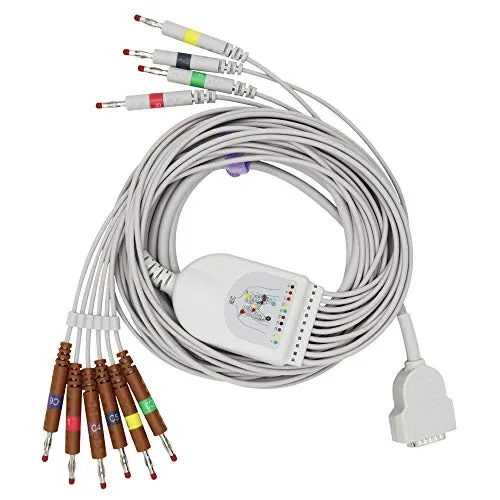 Compatibile ECG/EKG cable for GE Marquette 2029890 – 001 10 fili porta banana IEC 4.0 mm standard europeo Connectorfda/approvato