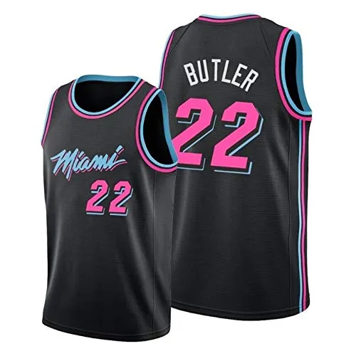 Gflyme Maglia da Uomo Sport T-Shirt NBA Miami Heat Jersey No.22 Butler Uomo HerroNo.14 Ricamato Jersey di Pallacanestro (Color : Black 22a, Size : XL)