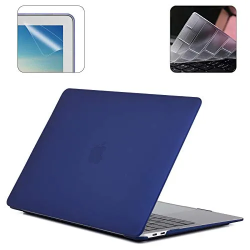 i-Buy Custodia Rigida Compatibile per MacBook PRO 16 Pollici 2019（Modello A2141） + Copritastiera Trasparente + Pellicola Protettiva - Blu Navy