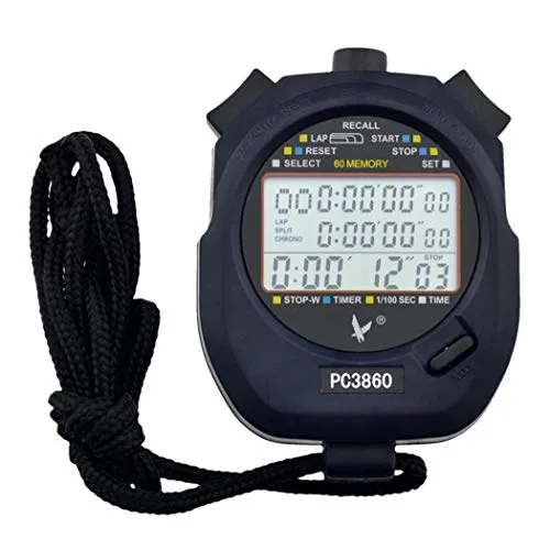 CkeyiN - Cronometro ，Cronometro Timer ，60 Memoria, Display a 3 Righe ，Timer LCD Portatile - Nero