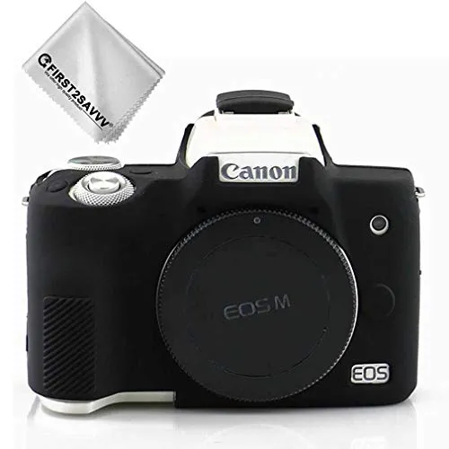 First2savvv nero corpo pieno misura precisa TPU gomma custodia per fotocamera per Canon EOS M50 XJPT-EOS M50-GJ-01