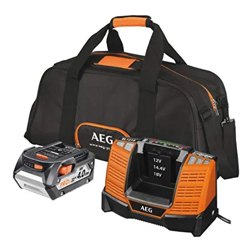 AEG 4932430359 Pack De Chargeur Et Batterie Setl1840Bl - 18 V - 4 Ah Li-Ion, Nero/Arancione