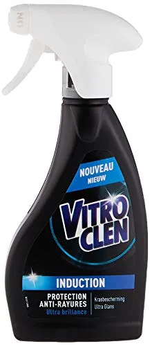 Vitroclen - Spray detergente per piastre a induzione, per uso quotidiano, protezione antigraffio e ultra brillante, 250 ml