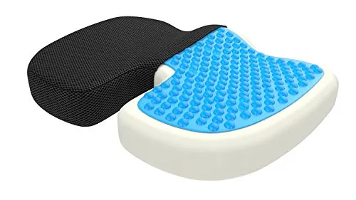 bonmedico Cuscino da Seduta Ortopedico con Strato in Gel, Cuscino in Memory Foam per Piaghe da Decubito e per Dolore al Coccige. Per Auto, Sedia a Rotelle o Ufficio, Large